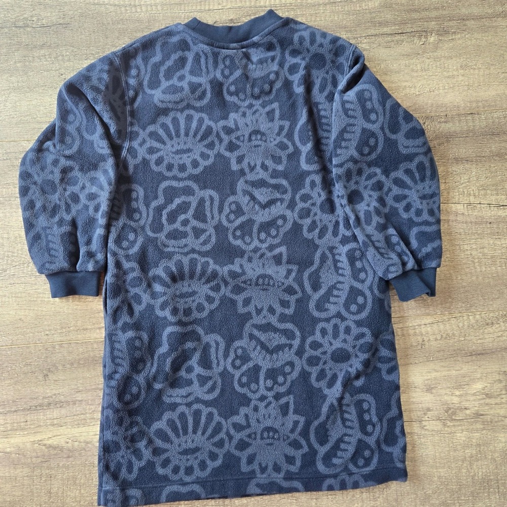 Marimekko x Uniqlo Kids Navy Floral Fleece Long Sleeve Pocket Dress 130 - Picture 2 of 5